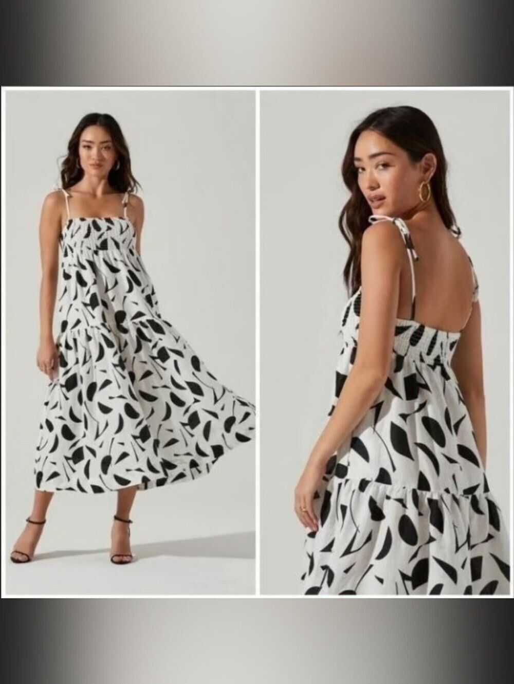 ASTR THE LABEL Marlene Square Neck Smocked Midi Dress